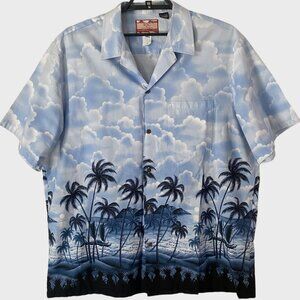 Vintage RJC Tropical Hawaiian Button-Up Shirt Blue Men's Size XXL Short-Sleeve